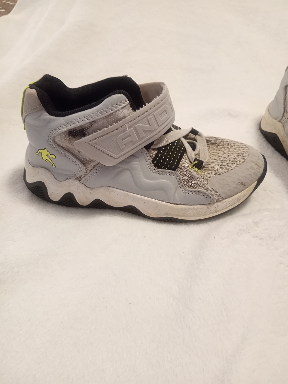 Kids Grey Athletic Sneakers with Neon Accent